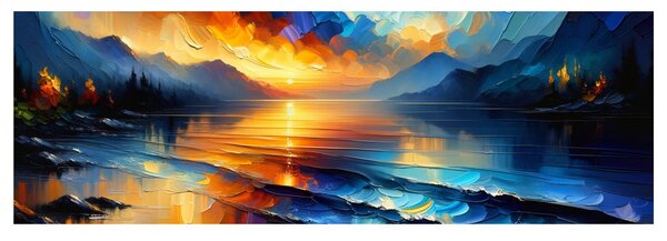 Quadro su tela – Serata tranquilla sul lago