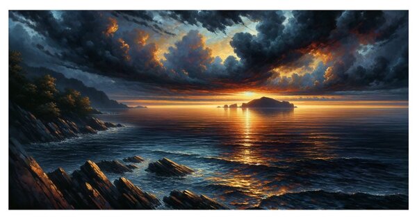 Quadro su tela – Nuvole tempestose sull'oceano