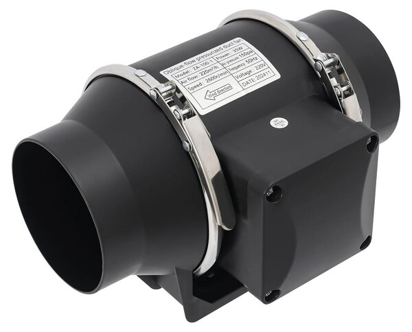Ventilatore per condotto di scarico, circolazione dell'aria efficiente, design resistente, nero