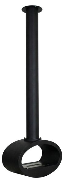 Nerone - Camino a Bioetanolo da Soffitto Sospeso Bifacciale 65x220x40 cm con Bruciatore 2,2 Litri Nero