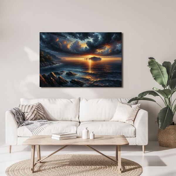 Quadro su tela – Tramonto drammatico sul mare