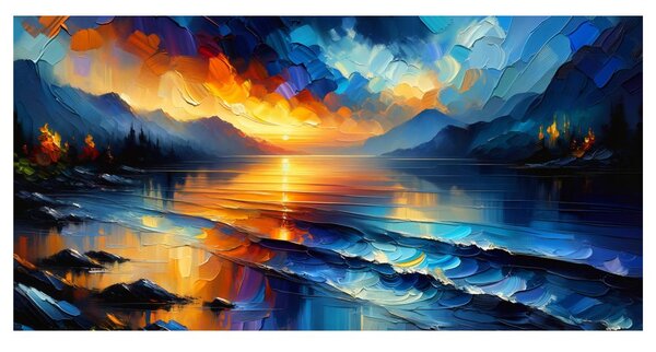 Quadro su tela – Sinfonia di colori sul lago