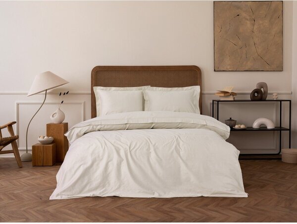 Set copripiumino e federa beige in raso di cotone per letto matrimoniale/per letto esteso 240x220 cm Elegant – Mijolnir