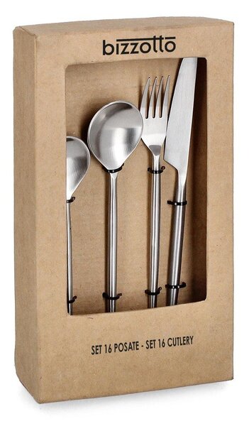 Posate argentate in acciaio inox 16 pz per 4 persone Bronte – Bizzotto