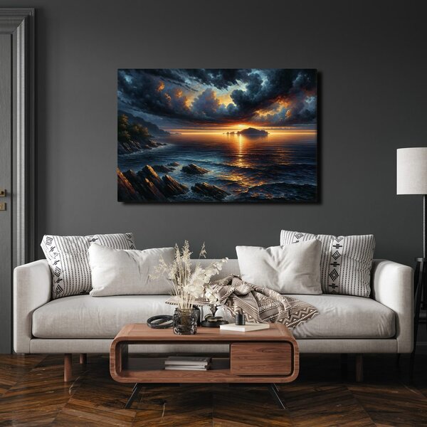 Quadro su tela – Tramonto drammatico sul mare