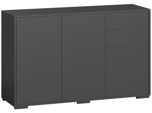 HOMCOM Mobile buffet con 2 cassetti, 3 ante e ripiano regolabile, 117x36x74 cm, nero | Aosom Italy
