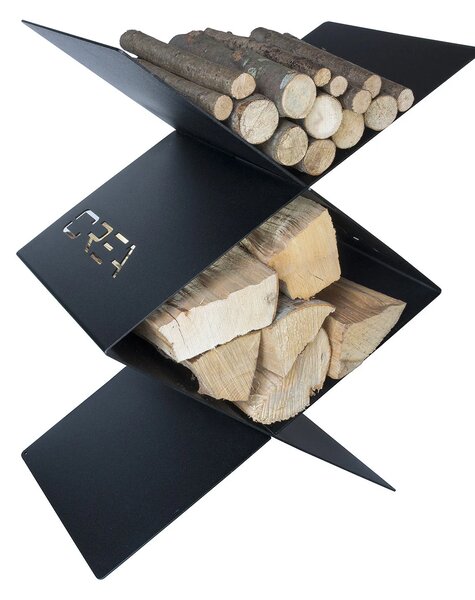 Portalegna per Camino da Interno 560x380x740 cm in Acciaio Crea Rombo Largo Nero