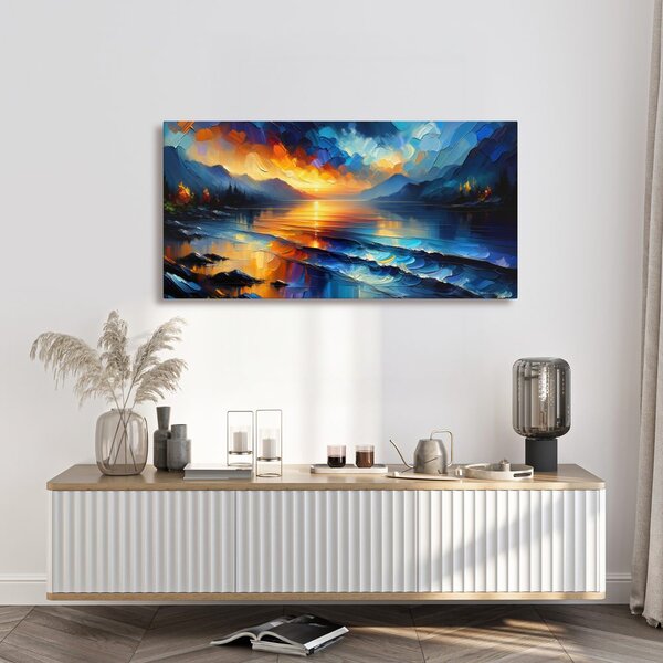 Quadro su tela – Sinfonia di colori sul lago
