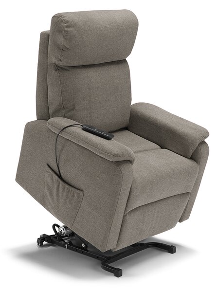 Poltrona Alzapersona Elettrica 2 motori 80x99x97 cm In Tessuto Jazz Denver Fango
