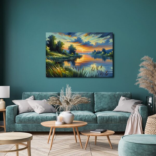 Quadro su tela – Tramonto sul lago