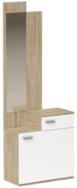 HOMCOM Mobile ingresso con specchio, scarpiera, seduta e cassetto, 61x30x170 cm, bianco | Aosom Italy