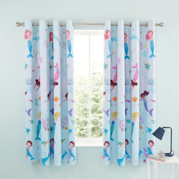 Tenda per bambini blu 2 pz 168x183 cm Mermaid – Catherine Lansfield