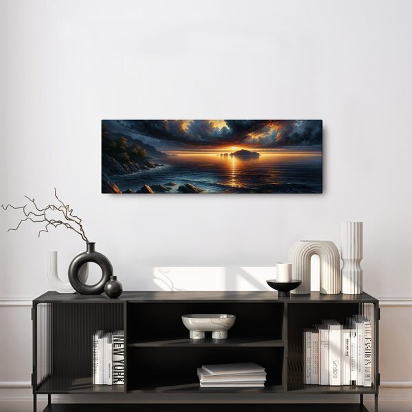 Quadro su tela – Luce dorata sull'acqua