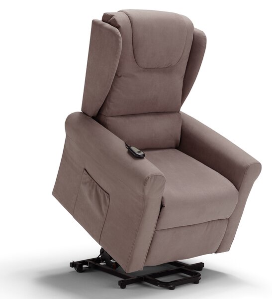 Poltrona Alzapersona Elettrica 2 motori 78x75x110 cm in Tessuto Houston Detroit Fango