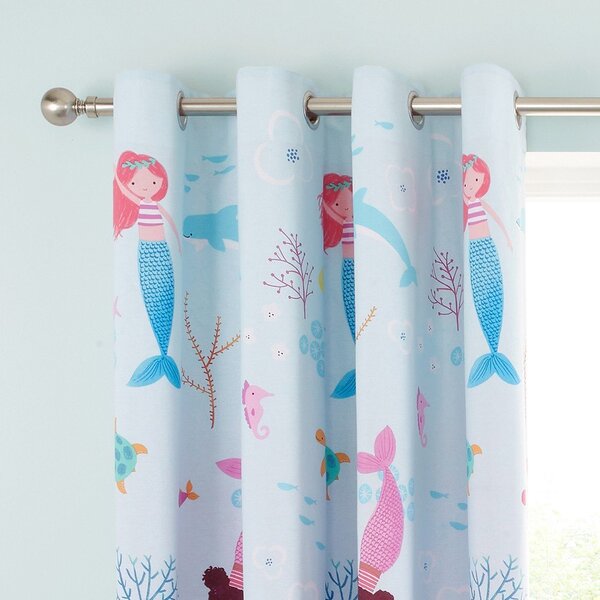 Tenda per bambini blu 2 pz 168x183 cm Mermaid – Catherine Lansfield