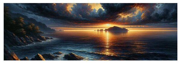 Quadro su tela – Luce dorata sull'acqua