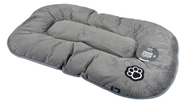 Cuccia grigia in camoscio per cane 87x55 cm Flakes – Love Story
