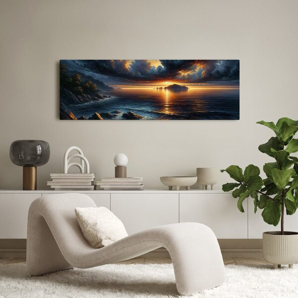 Quadro su tela – Luce dorata sull'acqua