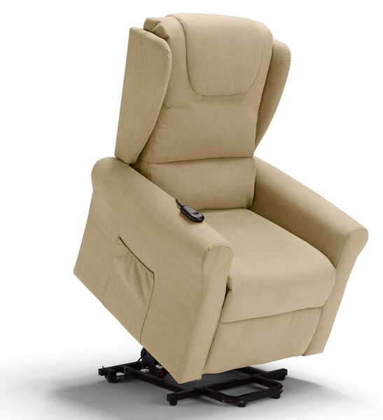Poltrona Alzapersona Elettrica 2 motori 78x75x110 cm in Tessuto Houston Detroit Camel