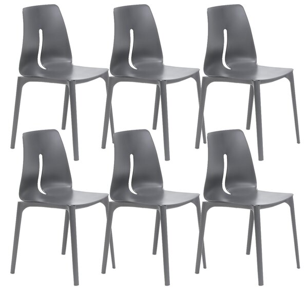 Set 6 Sedie 55x 51x85 cm in Polipropilene Lisbona Grigio