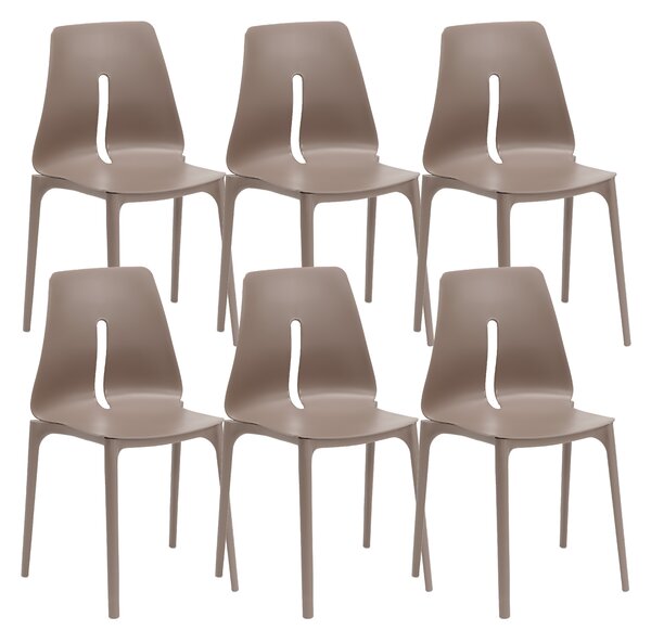 Set 6 Sedie 55x 51x85 cm in Polipropilene Lisbona Tortora