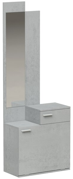 HOMCOM Set ingresso con scarpiera ribaltabile, guardaroba con specchio e cassetto, grigio | Aosom Italy