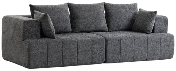 HOMCOM Divano 3 posti Cloud in chenille con seduta ampia, cuscini e molle insacchettate, grigio | Aosom Italy