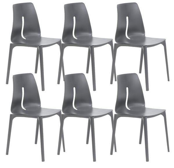 Set 6 Sedie 55x 51x85 cm in Polipropilene Lisbona Grigio