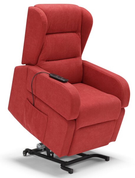 Poltrona Alzapersona Elettrica 71x79x106 cm in Tessuto Bilbao Rossa