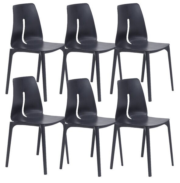 Set 6 Sedie 55x 51x85 cm in Polipropilene Lisbona Antracite