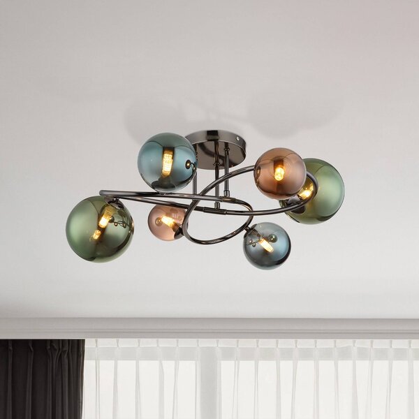 Globo Plafoniera soffitto Riha, Multicolore, Soggiorno / Sala da pranzo, Vetro, Plafoniera