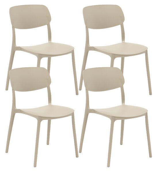 Set 4 Sedie 46x79x54 cm in Polipropilene Elodie Tortora