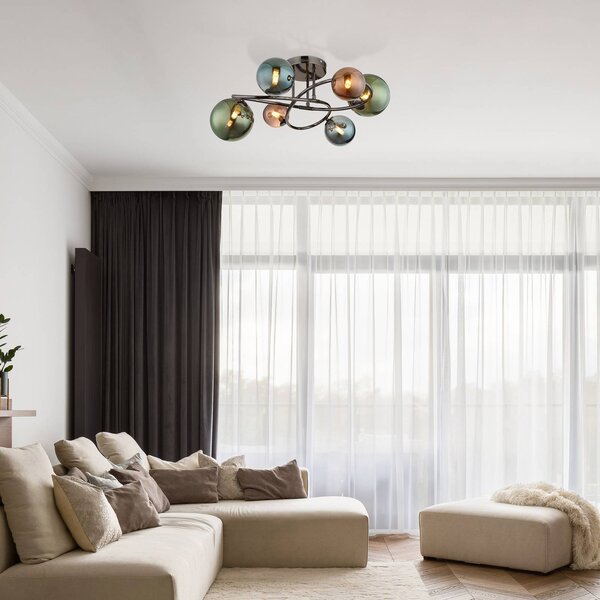 Globo Plafoniera soffitto Riha, Multicolore, Soggiorno / Sala da pranzo, Vetro, Plafoniera