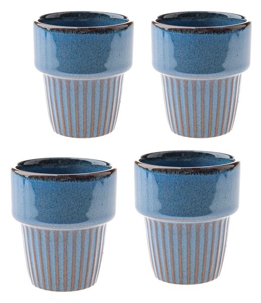 Tazzine in set per espresso blu in gres 4 pz 100 ml Tone – Dakls