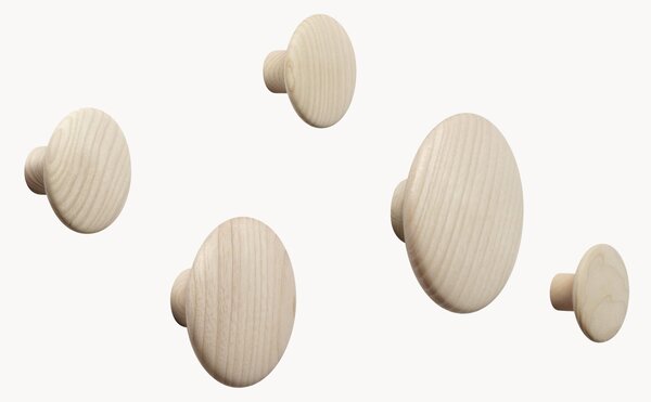 Set di 5 ganci appendiabiti in legno di quercia Dots