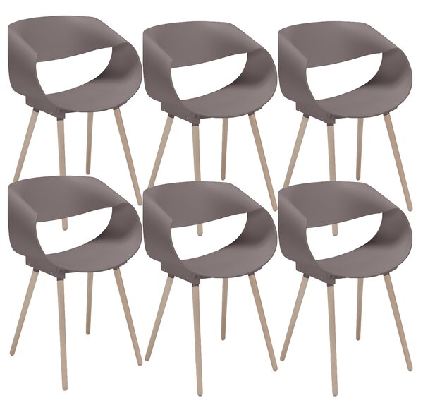 Set 6 Sedie 62x54x74 cm in Polipropilene Diletta Tortora