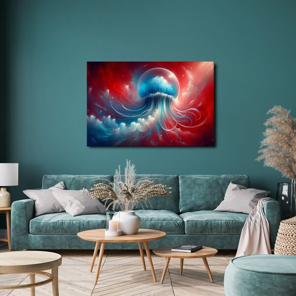 Quadro su tela – Medusa nel mare rosso