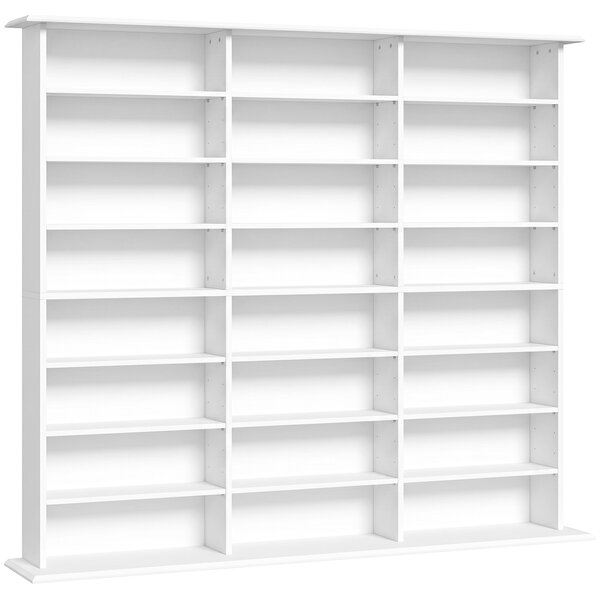 HOMCOM Scaffale multimediale per 1032 CD o 594 DVD con 24 vani e 18 ripiani, bianco | Aosom Italy