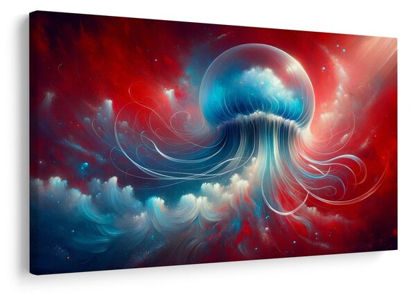 Quadro su tela – Medusa nel mare rosso