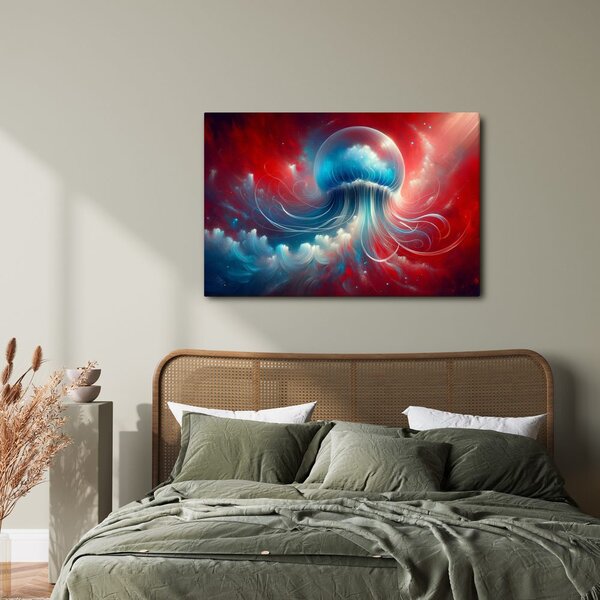 Quadro su tela – Medusa nel mare rosso