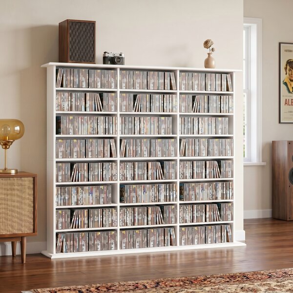 HOMCOM Scaffale multimediale per 1032 CD o 594 DVD con 24 vani e 18 ripiani, bianco | Aosom Italy