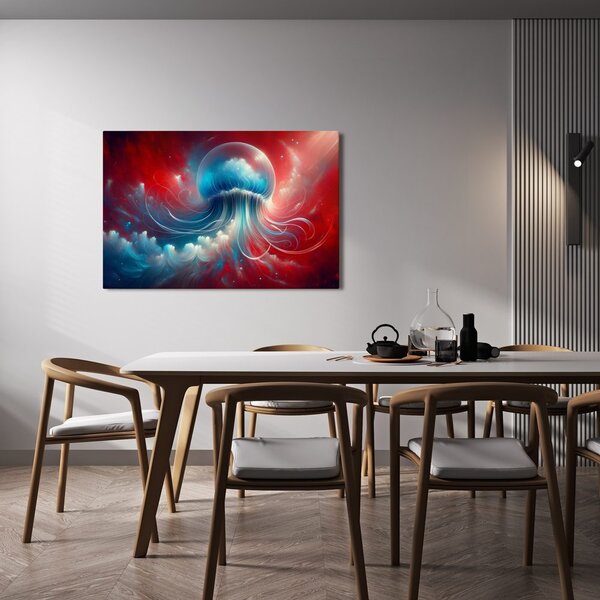 Quadro su tela – Medusa nel mare rosso