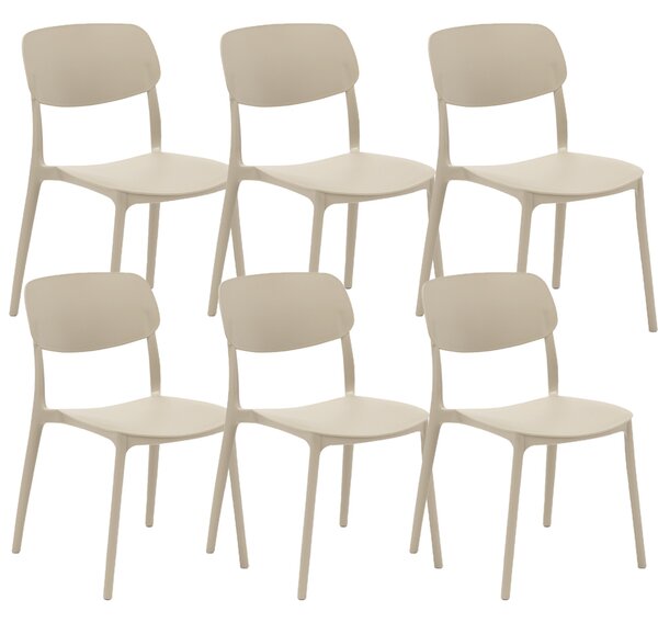 Set 6 Sedie 46x79x54 cm in Polipropilene Elodie Tortora