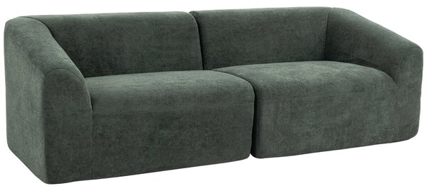 HOMCOM Divano 3 posti in chenille da 225 cm con seduta ampia e cuscino a molle, verde scuro | Aosom Italy