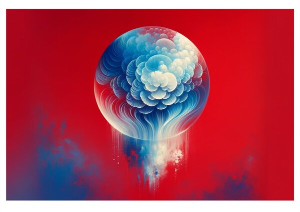 Quadro su tela – Sfera astratta tra le nuvole