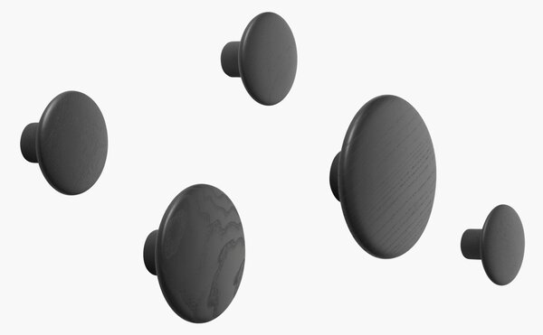 Set di 5 ganci appendiabiti in legno di quercia Dots
