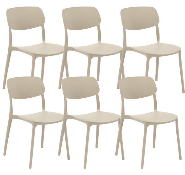 Set 6 Sedie 46x79x54 cm in Polipropilene Elodie Tortora