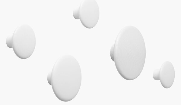 Set di 5 ganci appendiabiti in legno di quercia Dots