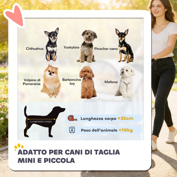 PawHut Passeggino per Cani Pieghevole con Portabicchieri e Cestino, 77x44x102 cm, Grigio | Aosom Italy