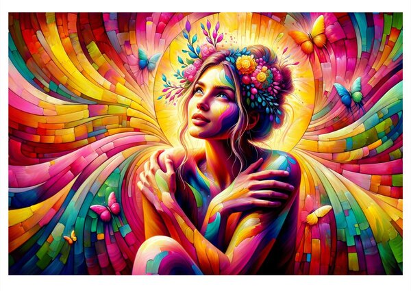 Quadro su tela – Donna magica con farfalle